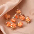 Schattige glazen bol hangers met oranje polymeerklei fruitplakjes voor doe-het-zelf sieraden - 10 Stuks/Verpakking (16x22mm) / Sinaasappel