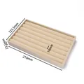 Beige fluwelen ring organizer tray met 7 sleuven en duidelijke maten 210mm x 123.5mm - Lange Plaat / 1 Stuks/Verpakking (123.5x210x23.5mm) / Beige