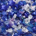 Mixed assortment of blue and white acrylic flower petals and pearl beads for DIY jewelry - (5-15mm) 20 Grams / Royal Blue Series