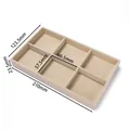 Luxe beige fluwelen sieraden organizer tray met 6 vakken en gedetailleerde afmetingen - 6 Vakken / 1 Stuks/Verpakking (123.5x210x23.5mm) / Beige