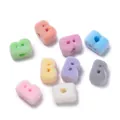 Assorted colorful flocked acrylic alphabet beads for handmade DIY jewelry accessories - Letter B / 5 Pieces
