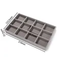 Elegante grijze fluwelen sieraden organizer tray met 12 vakken voor ringen en oorbellen - 12 Grids / 1 Stuks/Verpakking (123.5*210*23.5mm) / Grijs
