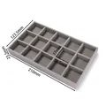 Grijs fluwelen sieradendisplay met 15 vakken, afmetingen 210x123,5x23,5mm groot - Bakje met 15 vakken / 1 Stuks/Verpakking (123.5*210*23.5mm) / Grijs