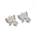 Ciondolo a farfalla in lega d'argento con strass per creazioni di gioielli fai da te - 16.5*20.5mm/Foro 2.3mm / Bianco