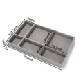 Grijs fluwelen sieradentray met 4 vakken en nauwkeurige afmetingen 210x123,5 mm - 6-Vaks Dienblad / 1 Stuks/Verpakking (123.5*210*23.5mm) / Grijs