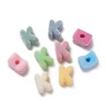 Assorted candy-colored flocked acrylic alphabet beads for handmade DIY jewelry crafting - Letter K / 5 Pieces/Pack