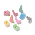 Assorted colorful flocked acrylic L-shape alphabet beads for DIY jewelry making crafts - Letter L / 5 Pieces/Pack
