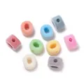 Colorful flocked acrylic large hole beads for handmade jewelry DIY. - Letter O / 5 Pieces/Pack