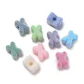 Assorted colorful flocked acrylic letter beads for DIY jewelry making accessories - Letter X / 5 Pieces/Pack