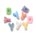 Assorted colorful flocked acrylic large hole letter beads for winter DIY jewelry making - Letter Y / 5 Pieces/Pack