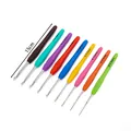 Set of 9 colorful ergonomic crochet hooks with TPR soft silicone handles, 15cm length - Extended Style (Soft Handle) / 2mm (14.9cm)