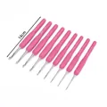 9pcs pink TPR soft handle crochet hooks set, aluminum needles 2.0mm to 6.0mm, 14cm long - Pink Soft Handle / 2mm (14cm)