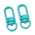 Türkisfarbener 32-mm-Karabinerverschluss aus lackierter Legierung für DIY-Schlüsselanhänger - Dreh-Federverschluss / 10 Stück/Packung ca. 26,5g / Seeblau