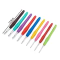 Professional TPR soft handle aluminum crochet hooks set of 9 colors with 13.8cm length - Electrolytic Polished (Colored Soft Handle) / 2mm (13.7cm)