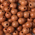 Natural 16mm round wooden beads in tan clay brown for DIY jewelry making and craft projects - Brown / 16mm (20 Pieces)