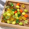 Cuentas de limón acrílico de colores amarillo y verde para bisutería hecha a mano - 9x13.5mm (Agujero 2mm) 10 Piezas / Mezcla Aleatoria