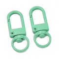 32mm mintgrüner Karabinerverschluss aus lackierter Legierung für DIY-Schlüsselanhänger - Dreh-Federverschluss / 10 Stück/Packung ca. 26,5g / Seegrün
