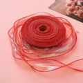 1M rotes schillerndes Organzaband Fischschwanz 4cm breit für DIY Schleifen Basteln - 1 Meter / Begonienrot