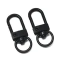 Zwei 32mm schwarz lackierte Legierungs-Drehkarabiner für kreative DIY-Schlüsselanhänger - Dreh-Federverschluss / 10 Stück/Packung ca. 26,5g / Schwarz