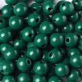 16mm dark green round wooden beads for DIY jewelry and crafts, smooth polished finish. - Dark Green / 16mm (20 Pieces)