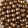 16mm round wooden beads with a metallic bronze finish for DIY handmade jewelry crafts - Gold / 16mm (20 Pieces)