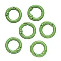 Set di sei anelli a molla in metallo verniciato verde per borse e fai da te - Verde