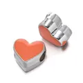 Orange enamel heart-shaped large hole charm beads for DIY jewelry bracelet making - Heart Bead / 5 Pieces / Orange
