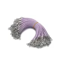 2mm purple Korean waxed cord lanyard with alloy lobster clasps for DIY jewelry - 10pcs/pack / Light Purple