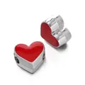 Red heart enamel CCB large hole beads for DIY bracelet jewelry making - Heart Bead / 5 Pieces / Red
