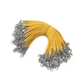 Yellow 2mm Korean wax cord lanyard with silver alloy lobster clasps, 13cm DIY pendant strap - 10pcs/pack / Mixed Random
