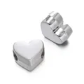 Premium silver heart-shaped CCB large hole spacer bead with white enamel for DIY jewelry - Heart Bead / 5 Pieces / White