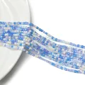 Perle di vetro quadrate macaron blu e bianche per accessori di gioielli fatti a mano - 2mm (circa 165 pz/Filo) / Gamma di colori blu