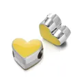 Yellow enamel heart-shaped large hole spacers for DIY bracelet and necklace making - Heart Bead / 5 Pieces / Yellow