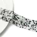Perle di cristallo di vetro quadrate bianche e nere per la creazione di gioielli - 2mm (circa 165 pz/Filo) / Serie Bianco e Nero