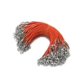 13cm bright orange 2mm wax cord lanyard with double silver lobster clasps for DIY crafts. - 10pcs/pack / Orange