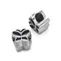 Silver-tone butterfly spacer bead with black enamel for DIY jewelry charm bracelets - Butterfly Bead / 5 Pieces / Black