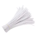 Premium white fuzzy chenille stems pipe cleaners for DIY handmade crafts and bouquets - White