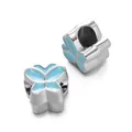 Silver and light blue butterfly large hole spacer bead for DIY bracelet jewelry - Butterfly Bead / 5 Pieces / Blue