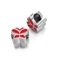 Red butterfly shaped CCB large hole spacer beads for DIY bracelet jewelry making - Butterfly Bead / 5 Pieces / Red
