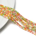 Perle di vetro a cubo macaron per la creazione di gioielli fatti a mano fai-da-te - 2mm (circa 165 pz/Filo) / Sistema Giallo-Arancio-Verde