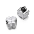 Silver butterfly shaped large hole bead with white enamel for DIY jewelry bracelets - Butterfly Bead / 5 Pieces / White