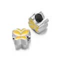 Silver-plated CCB butterfly charms with yellow enamel filling for DIY bracelet making - Butterfly Bead / 5 Pieces / Yellow
