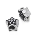 Star-shaped CCB spacer bead in silver and black finish for DIY bracelet jewelry making - Star Spacer Bead / 5 Pieces / Black