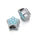 Light blue enamel star-shaped CCB large hole beads for DIY jewelry bracelet making - Star Spacer Bead / 5 Pieces / Blue