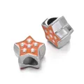 Set of two orange star-shaped large hole spacer beads for DIY bracelet jewelry making. - Star Spacer Bead / 5 Pieces / Orange