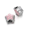 Silver toned pink enamel star-shaped big hole spacer beads for DIY bracelet jewelry making - Star Spacer Bead / 5 Pieces / Pink