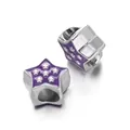 Decorative purple enamel star-shaped CCB large hole spacer beads for DIY jewelry - Star Spacer Bead / 5 Pieces / Purple