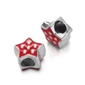 Red enamel star-shaped large hole CCB beads for DIY charm bracelet jewelry making - Star Spacer Bead / 5 Pieces / Red