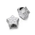 Silver star-shaped CCB large hole spacer beads with white enamel for DIY bracelet jewelry - Star Bead / 5 Pieces / White