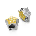Vibrant yellow enamel star shaped large hole beads for DIY jewelry bracelet making - Star Bead / 5 Pieces / Yellow